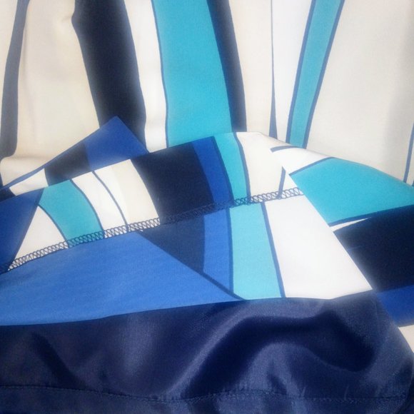 NWT Ellen Tracy Geometric Print Faux Wrap Mulitcolored Skirt Sz 12 - Picture 10 of 11